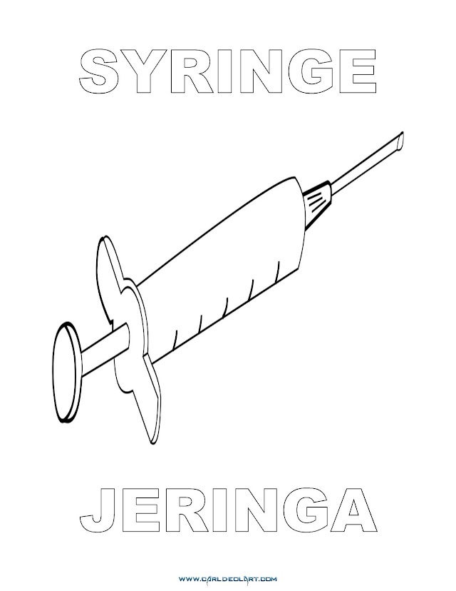 Dibujos Inglés - Español con J: Jeringa - Syringe