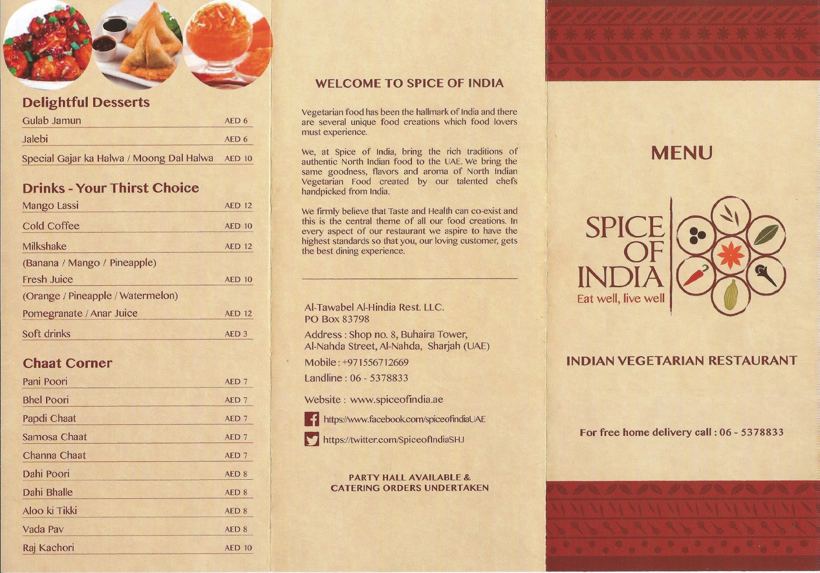 INFO SHARJAH'S RESTAURANT Spice of India