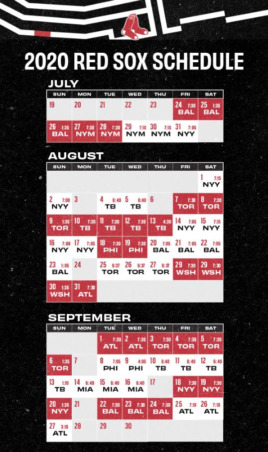 Red Sox Schedule For 2020