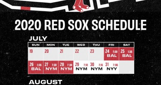 the joy of sox: Red Sox Schedule For 2020