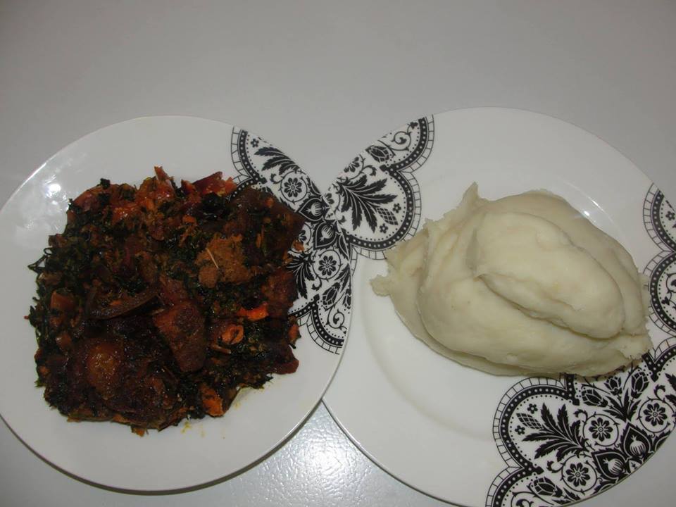 Fufu With Nigerian Vegetable Soup Nigerian Foods And Recipes