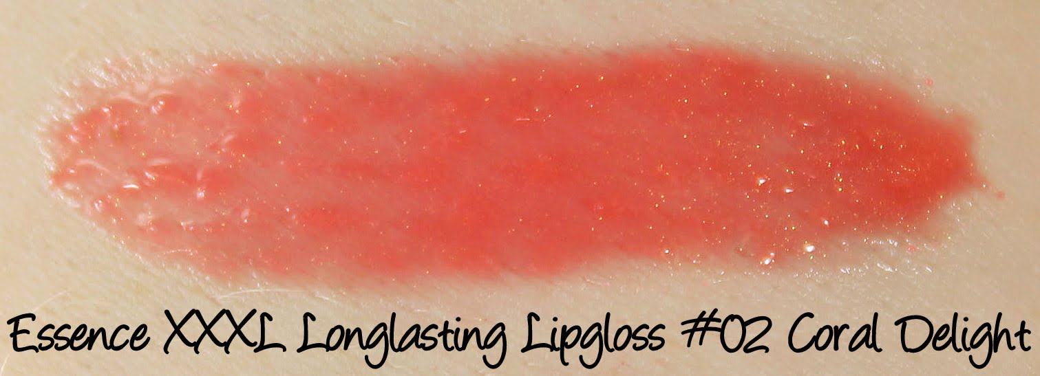 Essence XXXL Longlasting Lipgloss #02 Coral Delight Swatches & Review