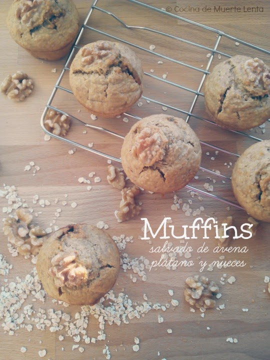 Muffins de Salvado de Avena, Plátano y Nueces Cocina de Muerte Lenta