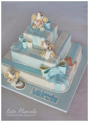 battesimo con elefantini - christening cake with elephants