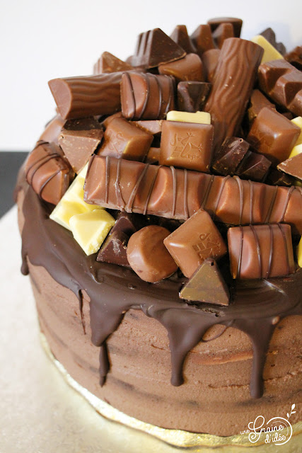 Layer Cake Chocolat au Lait Framboise Chocolat Kinder Recette Facile Anniversaire Gâteau