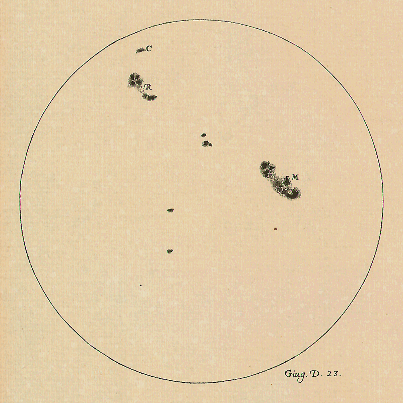 Galileo's drawing of sunspots 1613