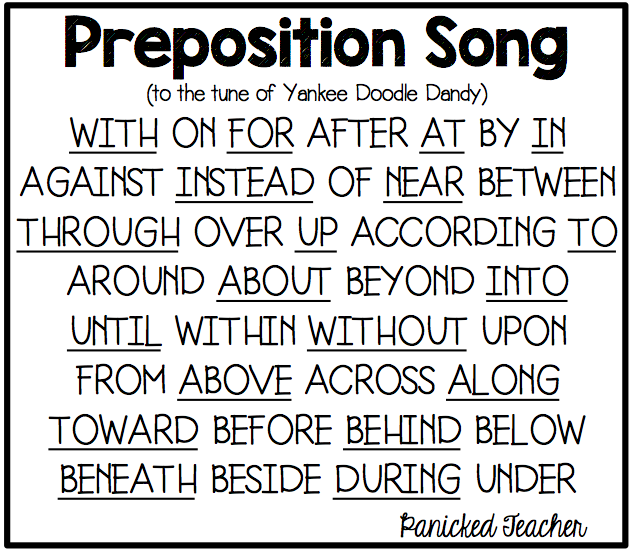 Prepositional Phrase Anchor Chart