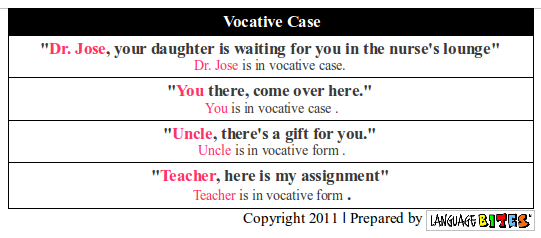 cases of nouns vocative to call a person or persons case noun gender chart