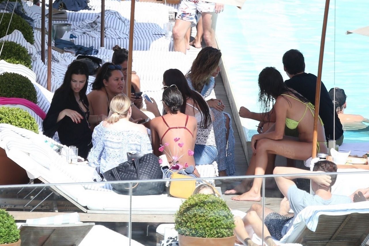 Lais Ribeiro and Adriana Lima  Lounge at Fasanos Pool in Rio