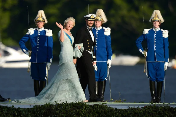 Princess Charlene of Monaco, Prince Edward, Earl of Wessex and Sophie, Countess of Wessex depart for the banquet after the wedding ceremony of Princess Madeleine of Sweden and Christopher O’Neill.