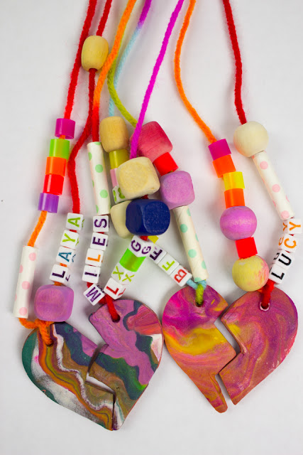 How to Make Best Friend Clay Necklaces with Kids- Such a fun and easy craft for the whole family!