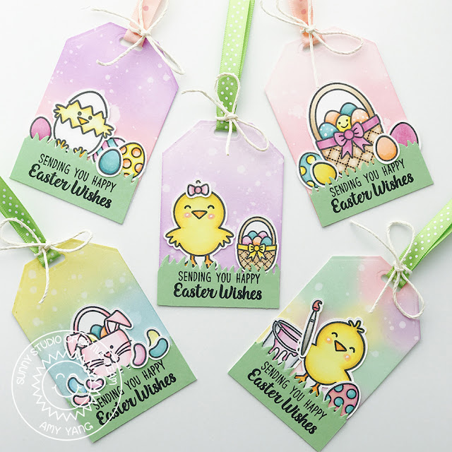 Sunny Studio Stamps: A Good Egg and Traditional Tag Topper Easter Gift Tags by Amy Yang