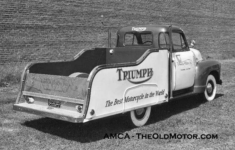 Nostalgia on Wheels Chevrolet Advance Design Johnson Motors Triumph Hauler
