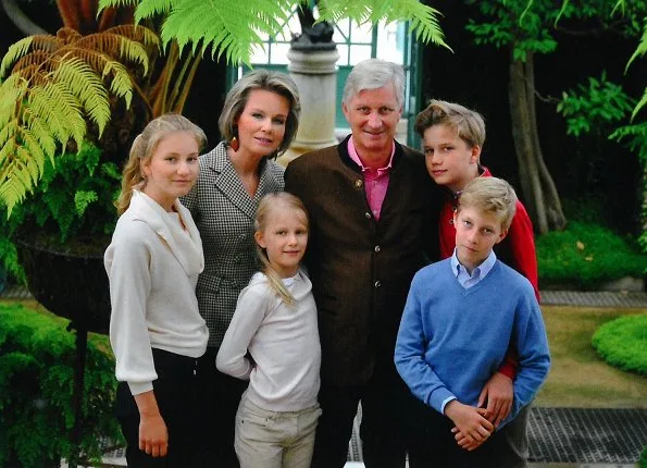 King Philippe, Queen Mathilde, Princess Elisabeth, Prince Gabriel, Princess Eléonore and Prince Emmanuel