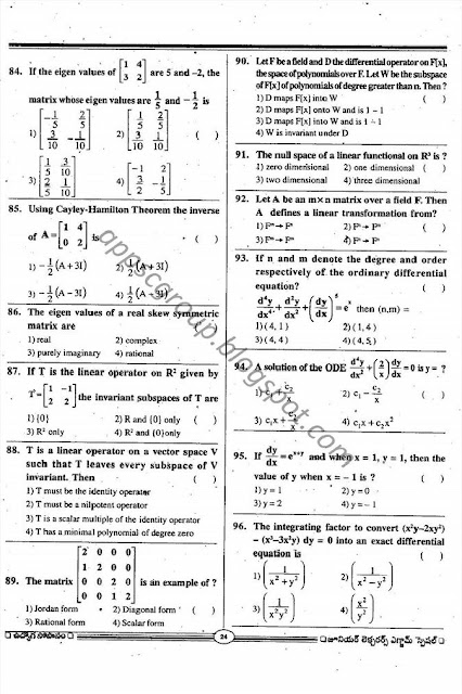 APPSC Junior Lecturers Previous Papers mathematics