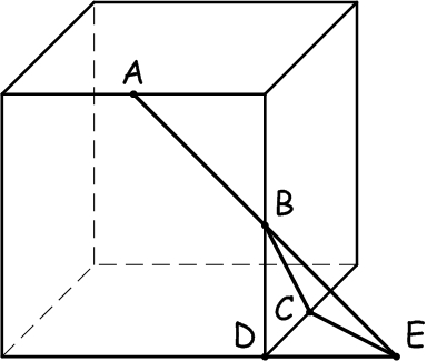 Решение задачи про угол в кубе