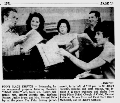 Climbing My Family Tree: Rehearsing for an Ecumenical Program in 1971, Barbara is in the middle