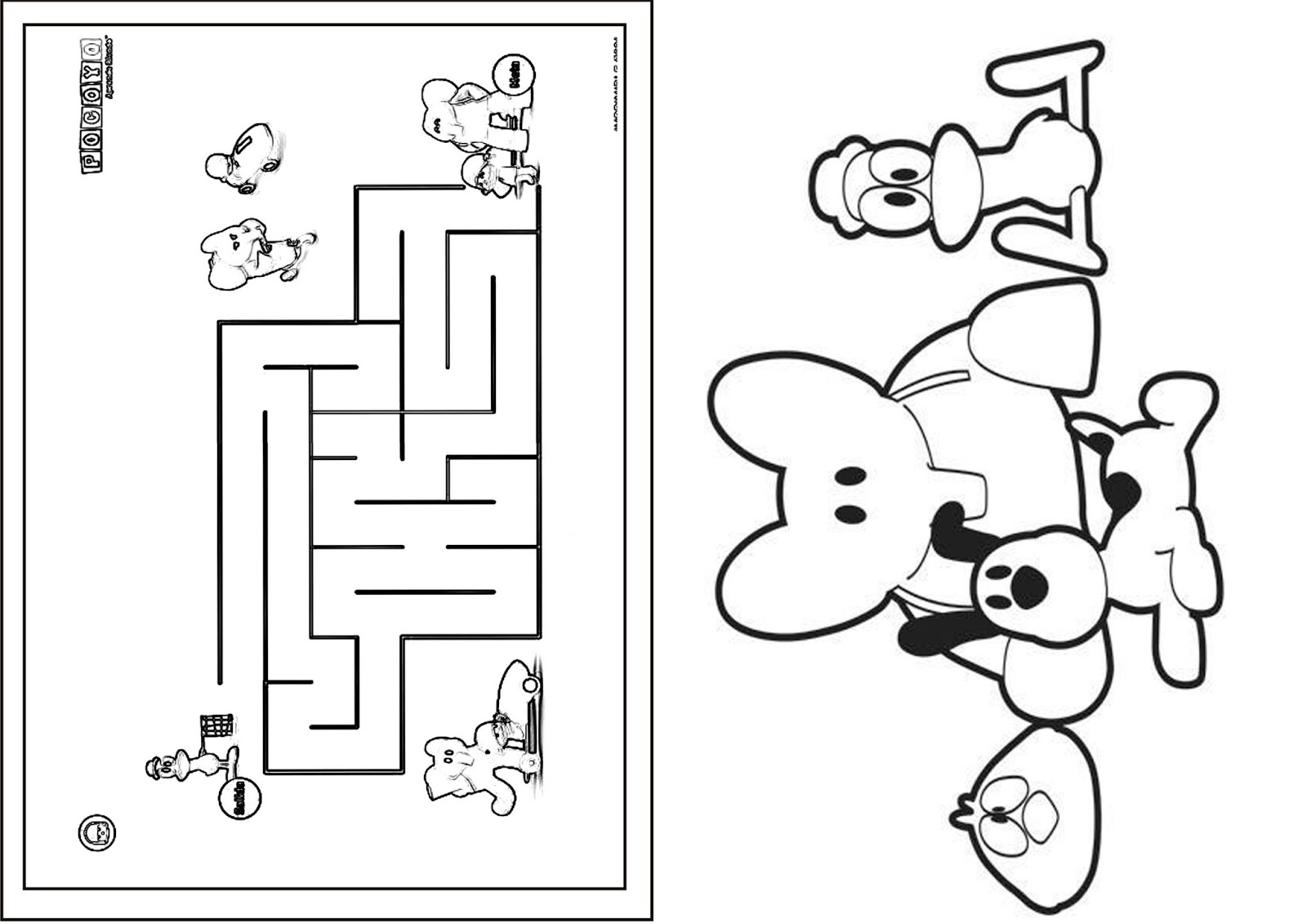 Desenhos para colorir Pato e Elly com Pocoyo - Desenhos para colorir grátis  para imprimir