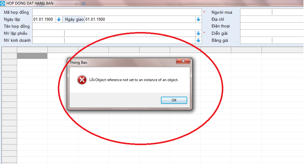 Lỗi trong danh mục Quản Lý Bán Hàng -  ĐƠN ĐẶT HÀNG