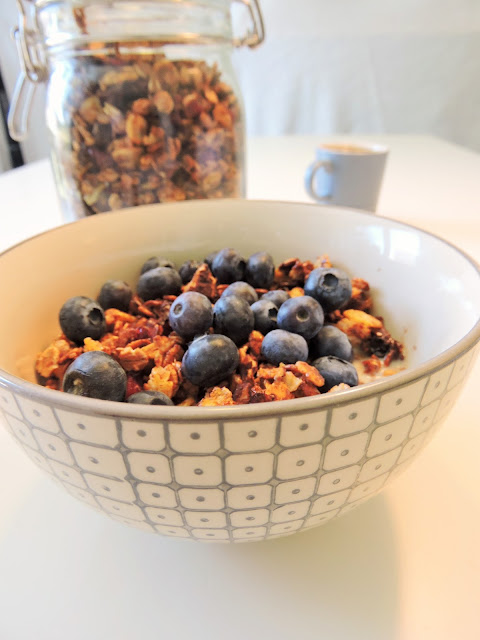 Bol de Granola aux éclats de chocolat noir, cranberries et noix de pécan