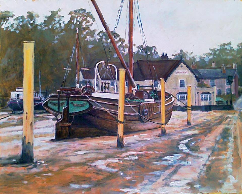 Anne Plummer Art for sale Barge at Pinmill