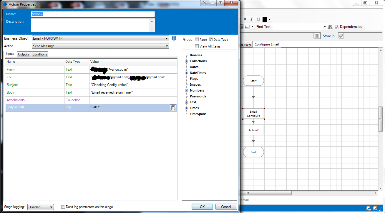 vaibs world Sending Email using Blue Prism
