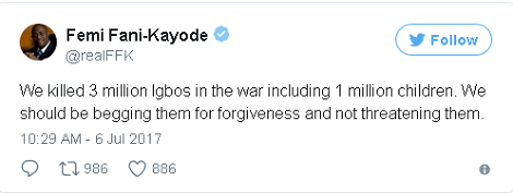 We Should Be Begging The Igbos For Forgiveness- Fani-Kayode