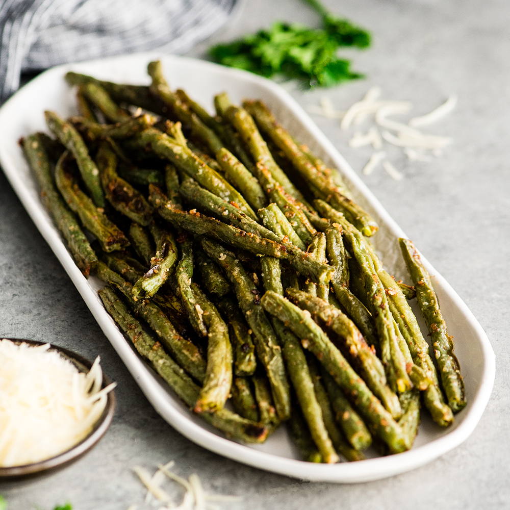 Parmesan roasted green beans vegan recipeeasy