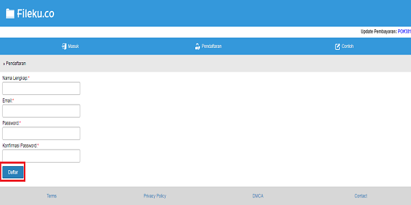 cara daftar di situs fileku