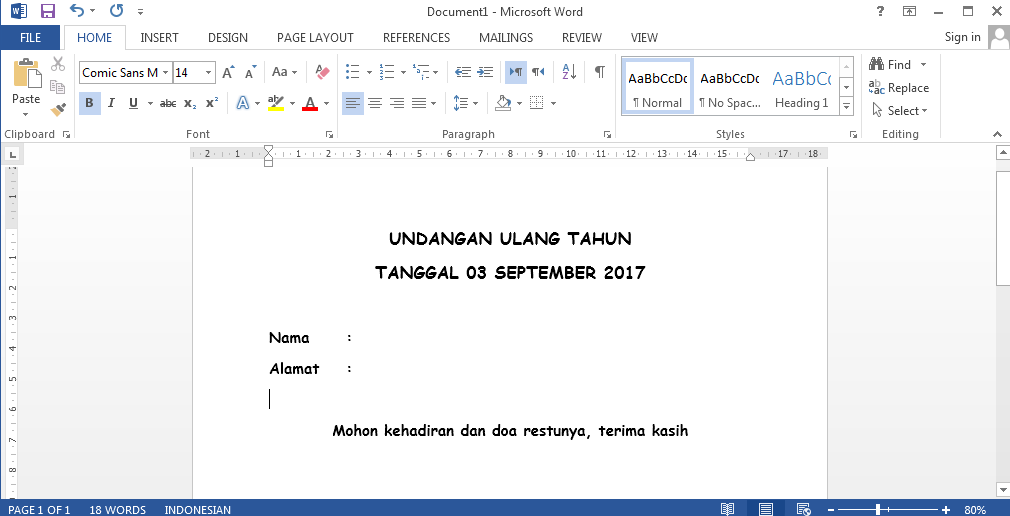 7800 Koleksi Contoh Undangan Ulang Tahun Di Microsoft Word Gratis Contoh Undangan