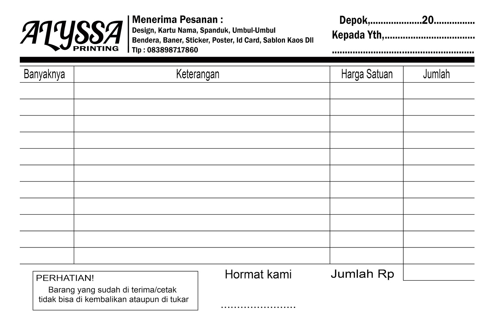 Kosongenam Contoh Nota Penjualan