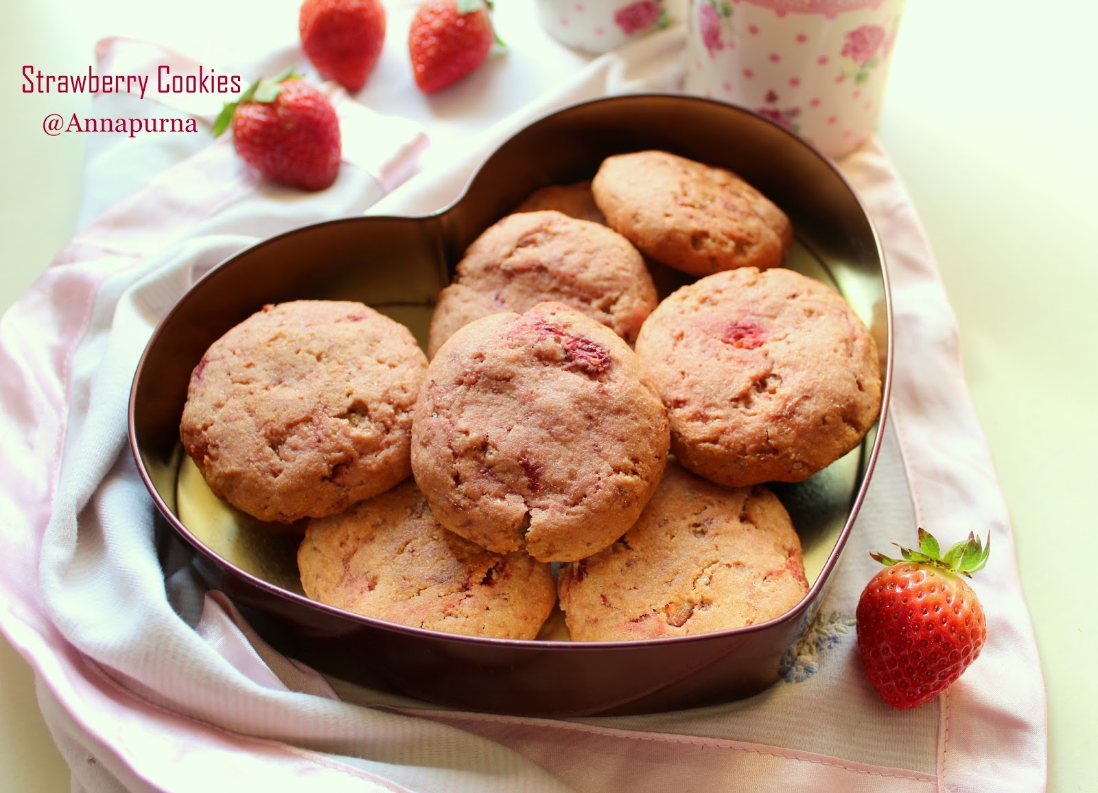 Annapurna Eggless Strawberry Cookies Recipe from Scratch