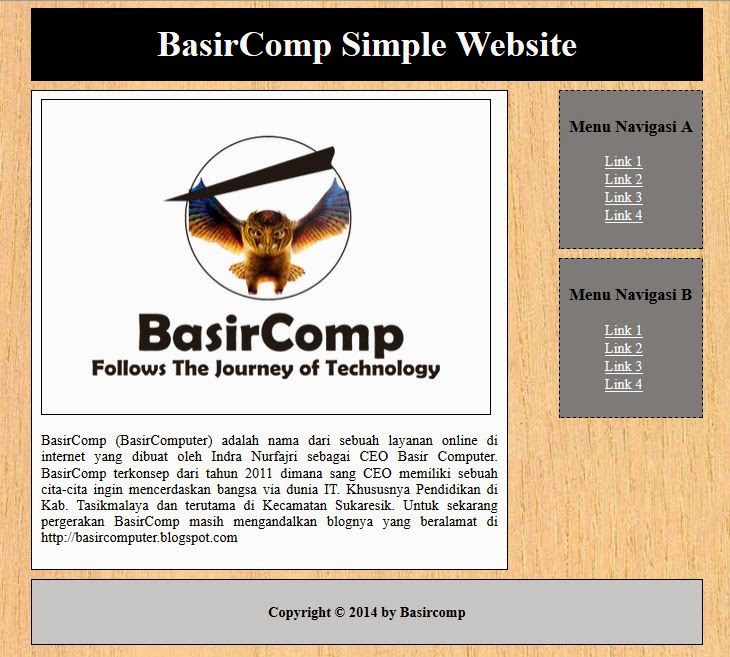 Contoh Website Simple dengan HTML dan CSS | Basir Computer