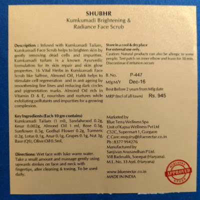 Blue Nectar Kumkumadi Brightening and Radiance Face Scrub Review Blue Nectar Kumkumadi Brightening and Radiance Face Scrub Review