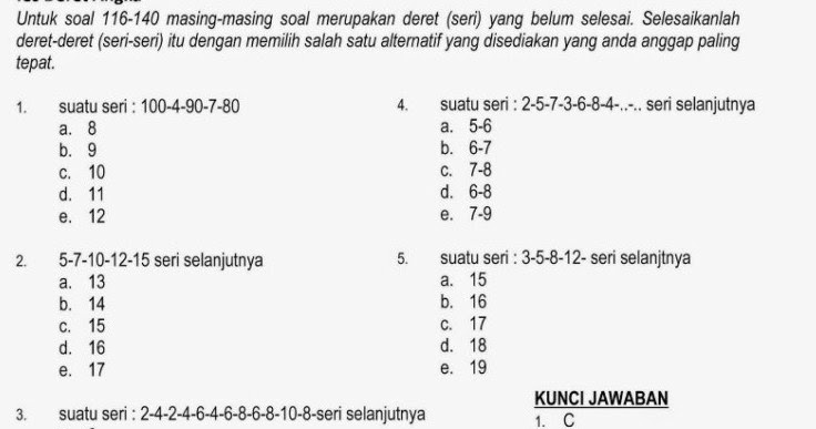 30++ Contoh Soal Tes Logika Aritmatikaderet Matematika