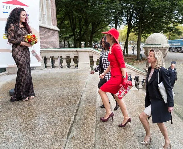 Elvira Sweet, Queen Maxima of The Netherlands and Kajsa Ollongren attend a symposium, marking 40 years of the protection of women against domestic violence 