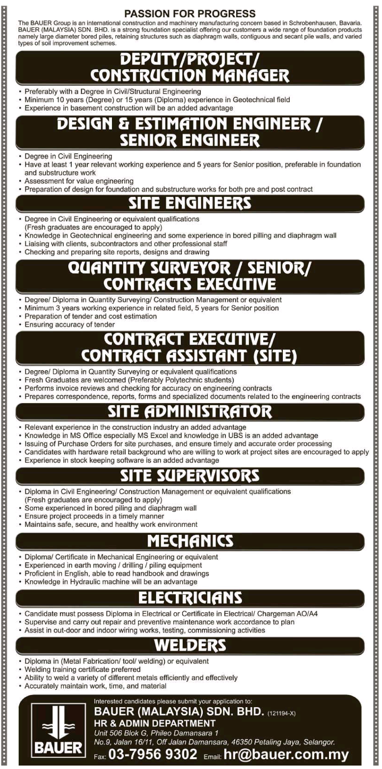 Jobsadvertmy Bauer Malaysia Sdn Bhd