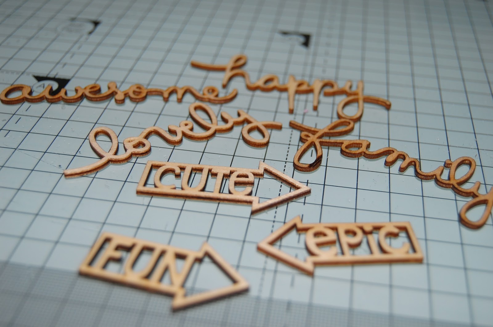 Scrap, Paper, Scissors wooden words and embossing