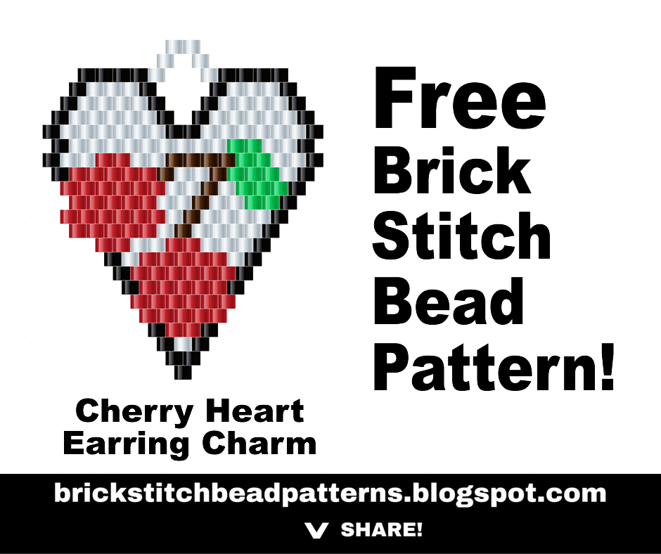Cut Out Heart 2 with Optional Center Crystal Brick Stitch Earring Pattern Chart PDF Instant Download