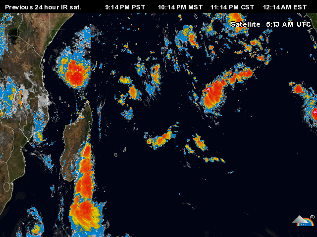 Image satellite de la Réunion 974 et de l'océan Indien