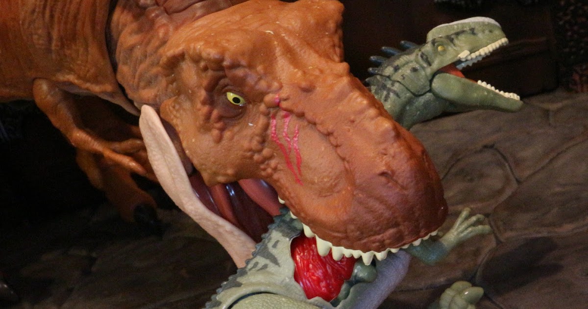 battle damage t rex and monolophosaurus