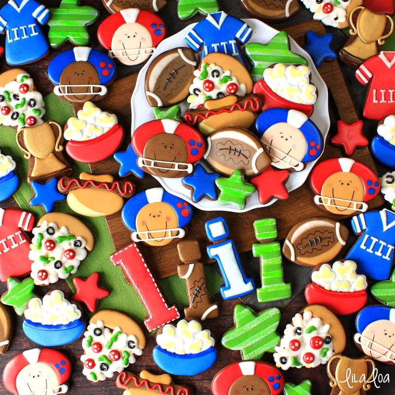 Super Bowl decorated sugar cookies