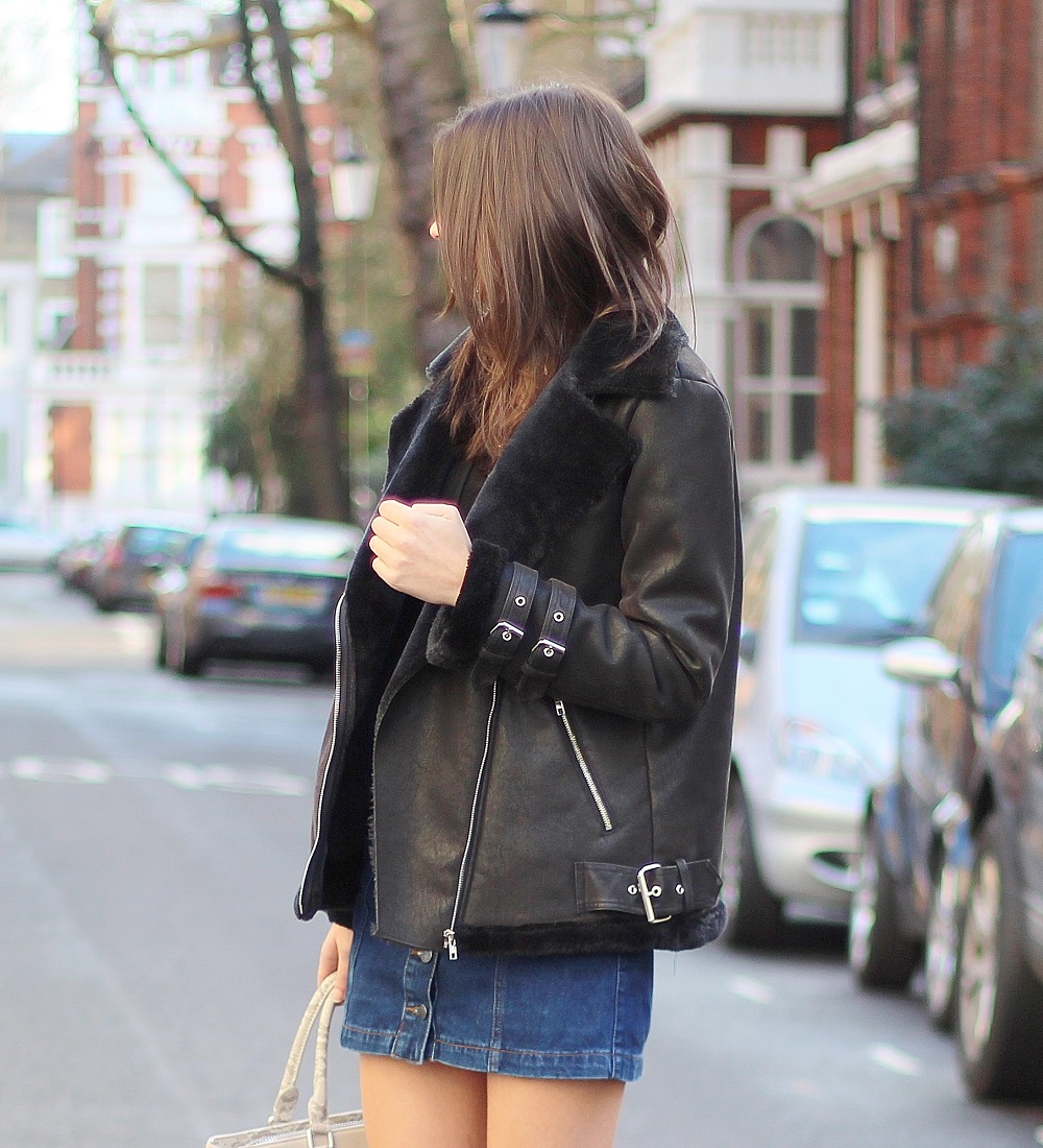 peexo fashion blogger wearing black aviator jacket from missguided