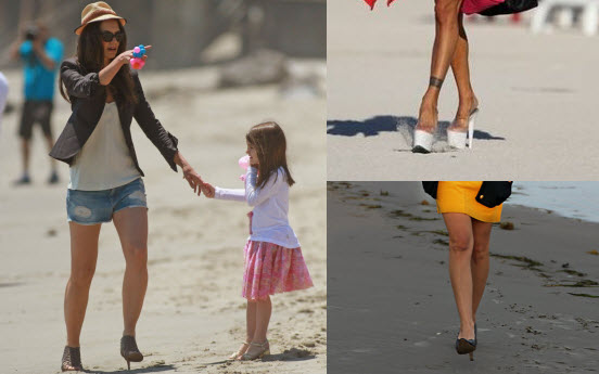 Heels Beach A No Cherry Cross The Collage Of Pictures Above Shows Us Just How Ridiculous Sky High Heels At Beach Can Look I Feel Like Any Moment She S Going To Fall Over