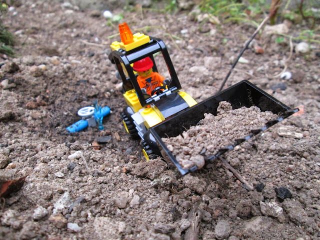 Diorama ao ar livre - trabalhos de reparação com LEGO