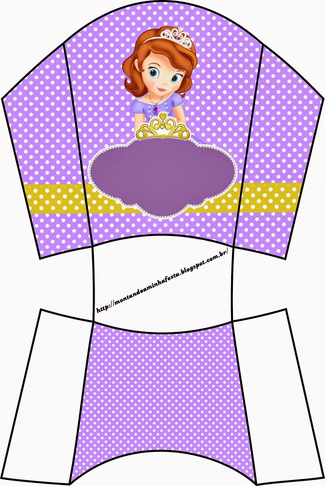 Fiesta de Princesa Sofía: Cajas para Imprimir Gratis. Caja para patatas o papas fritas.