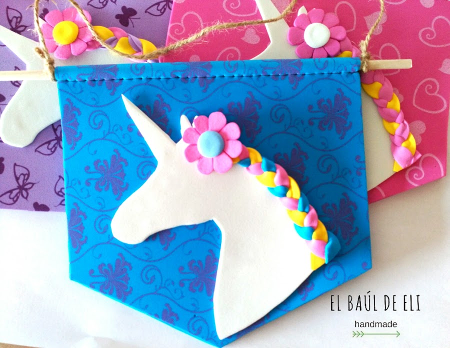 banderín, unicornio, goma eva