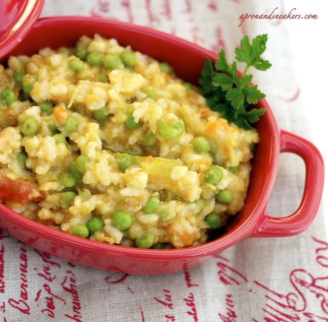 Risotto with Red Lentils & Green Peas