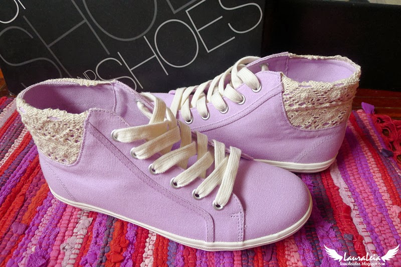 Pastel Purple High Top Sneakers with Crochet Back - LauraLeia.com