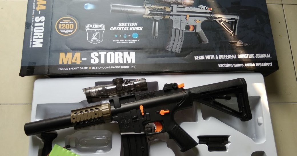 jual water gel gun m4 storm elektrikairsoft gun elektrik